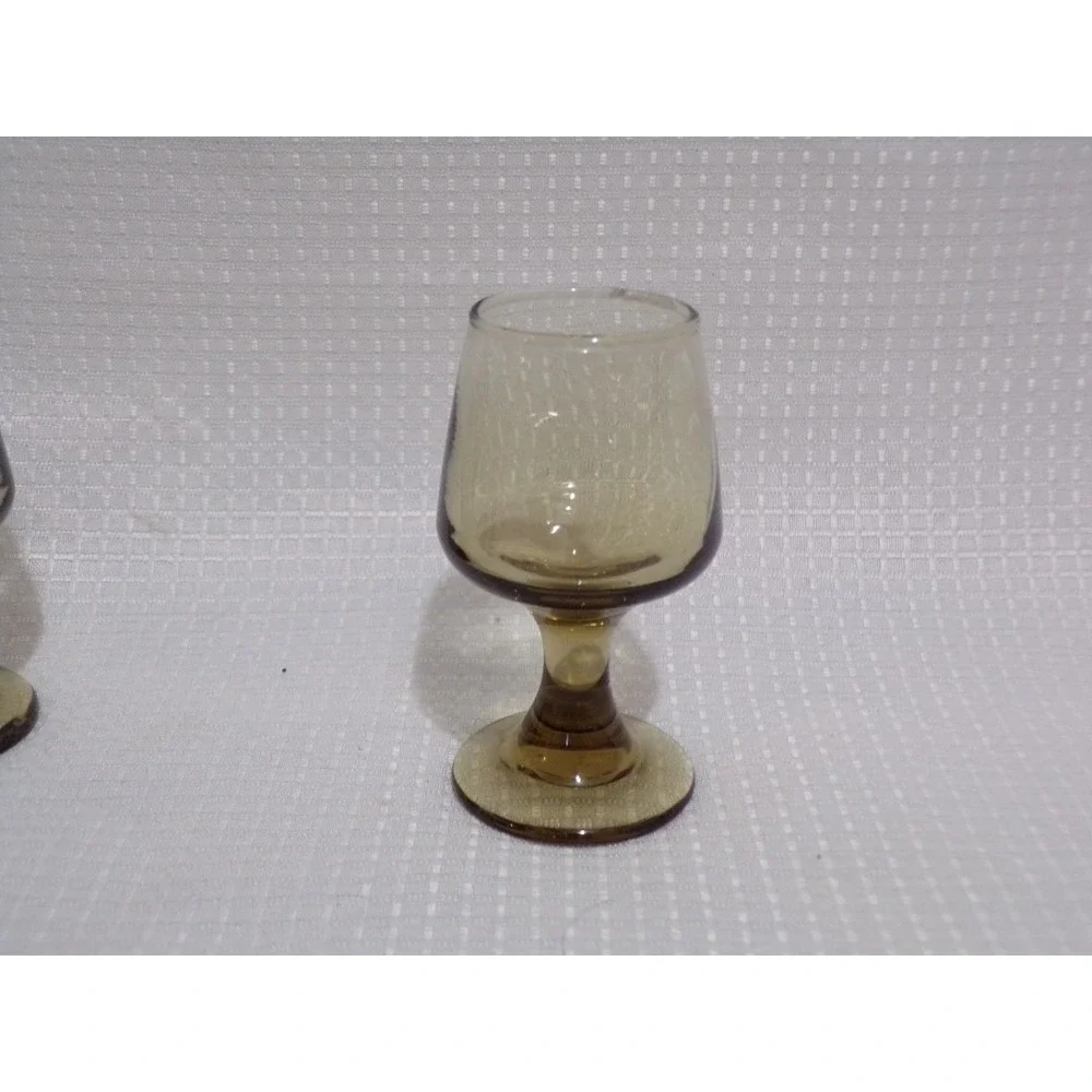 Libbey Tawny Accent‎ Smoke Brown Set of 8 Danity Drinking Glasses Stemmed 2oz